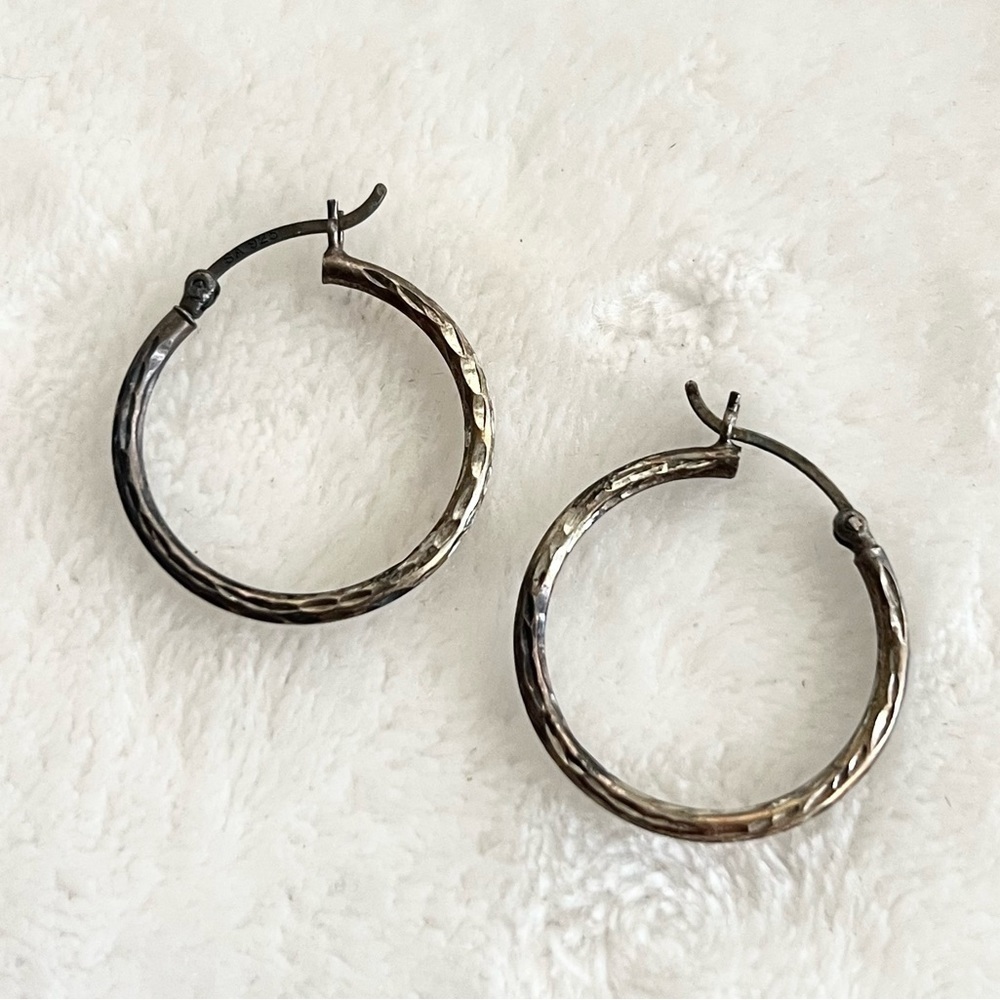 924 Sterling Silver Vintage Hoop Earrings